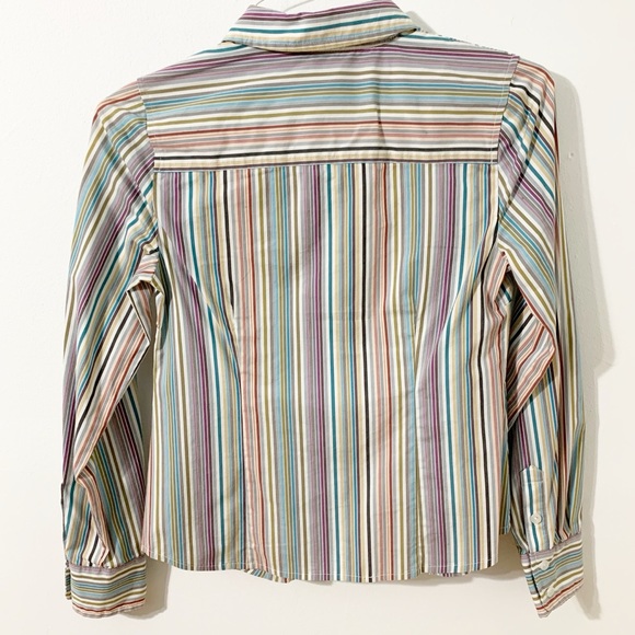 Attention Long Sleeve Button Front Pointed Collar Striped Shirt No Pockets - Picture 3 of 4
